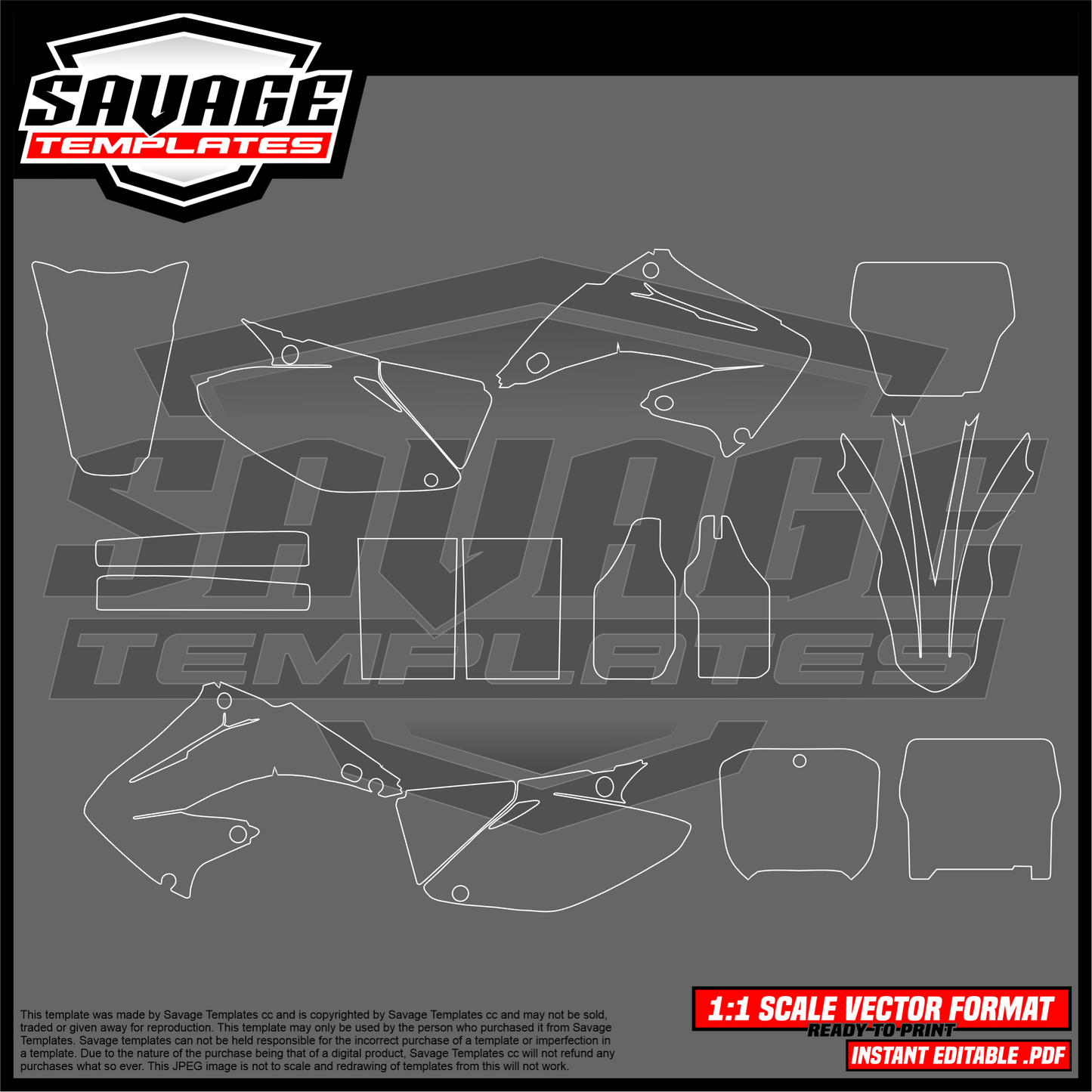 Graphics template for Honda cr125 and cr250 2 stroke
