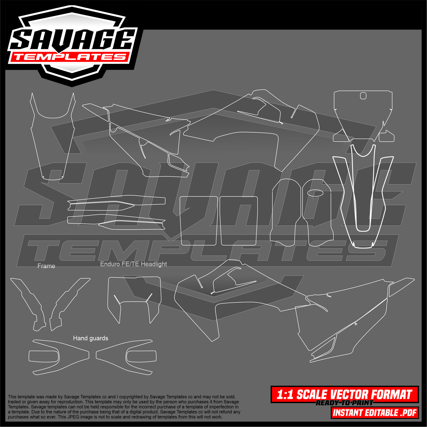 Graphics Template for Husqvarna 2019-2022 FC, TC and FX Models, 2020-2023 FC, TC, FX and FE, TE Models Off Road Bike