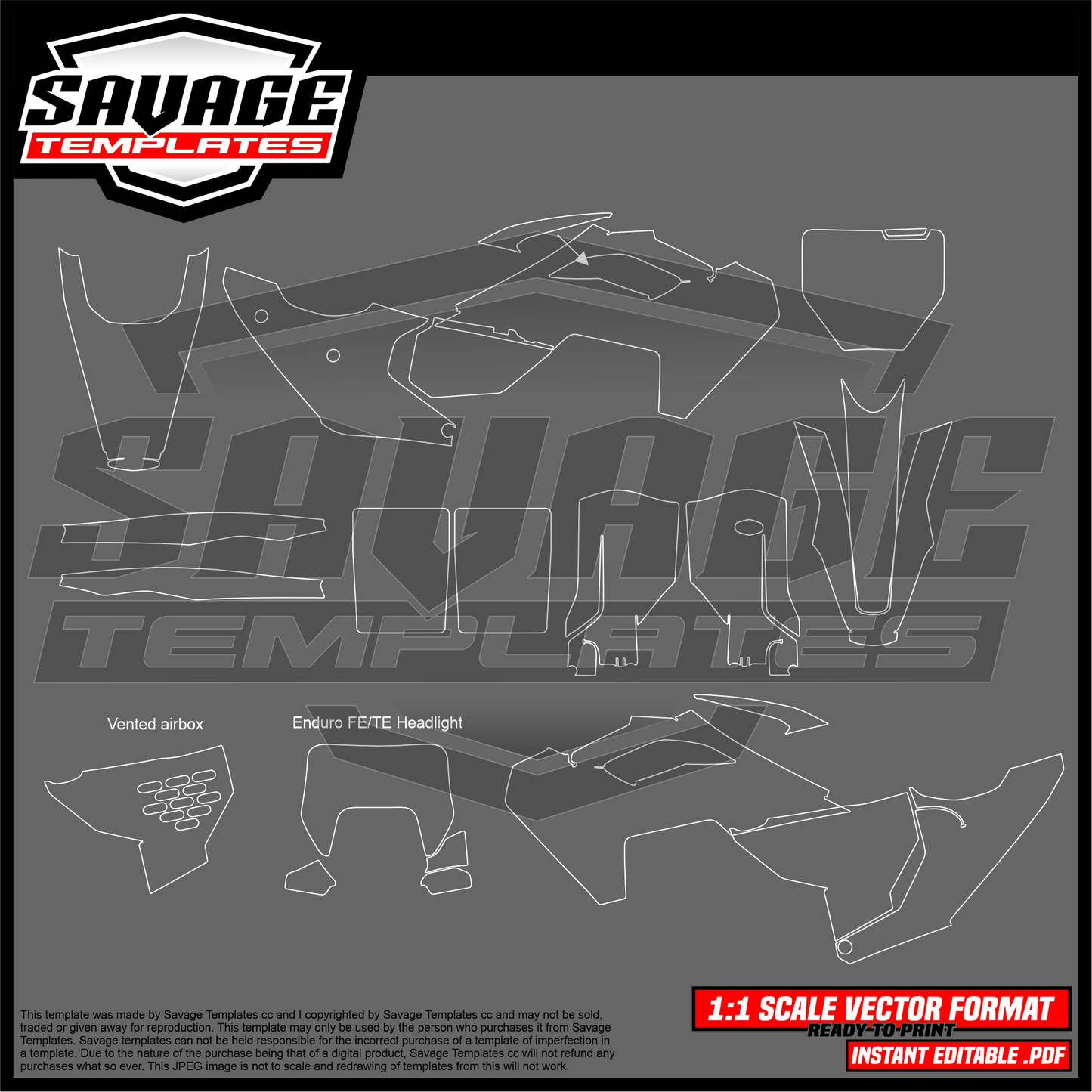 Graphics Template for Husqvarna 2023-2024 FC, TC and FX Models, 2024 FC, TC, FX and FE, TE Models Off Road Bike