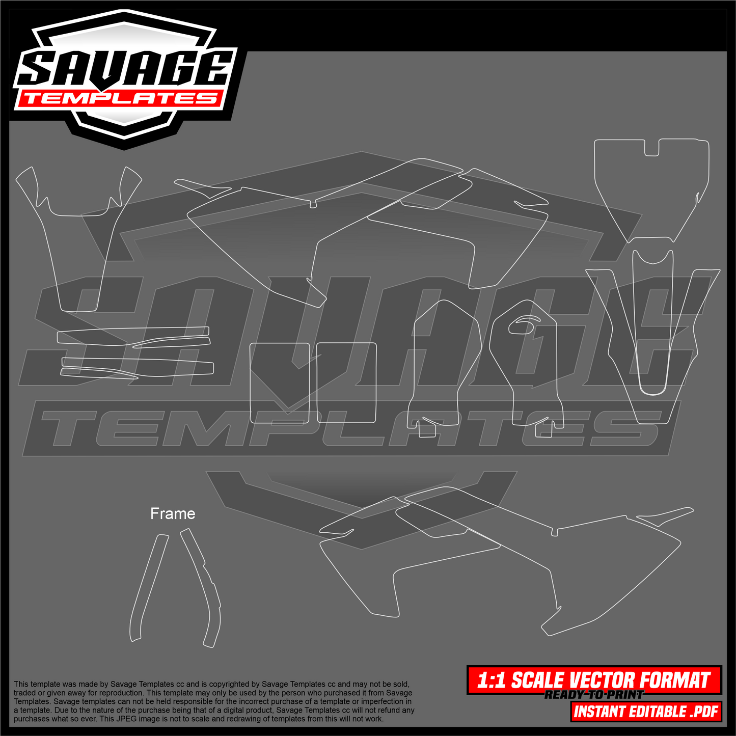 Graphics Template for Husqvarna TC50 2017 - 2023 Off Road Bike