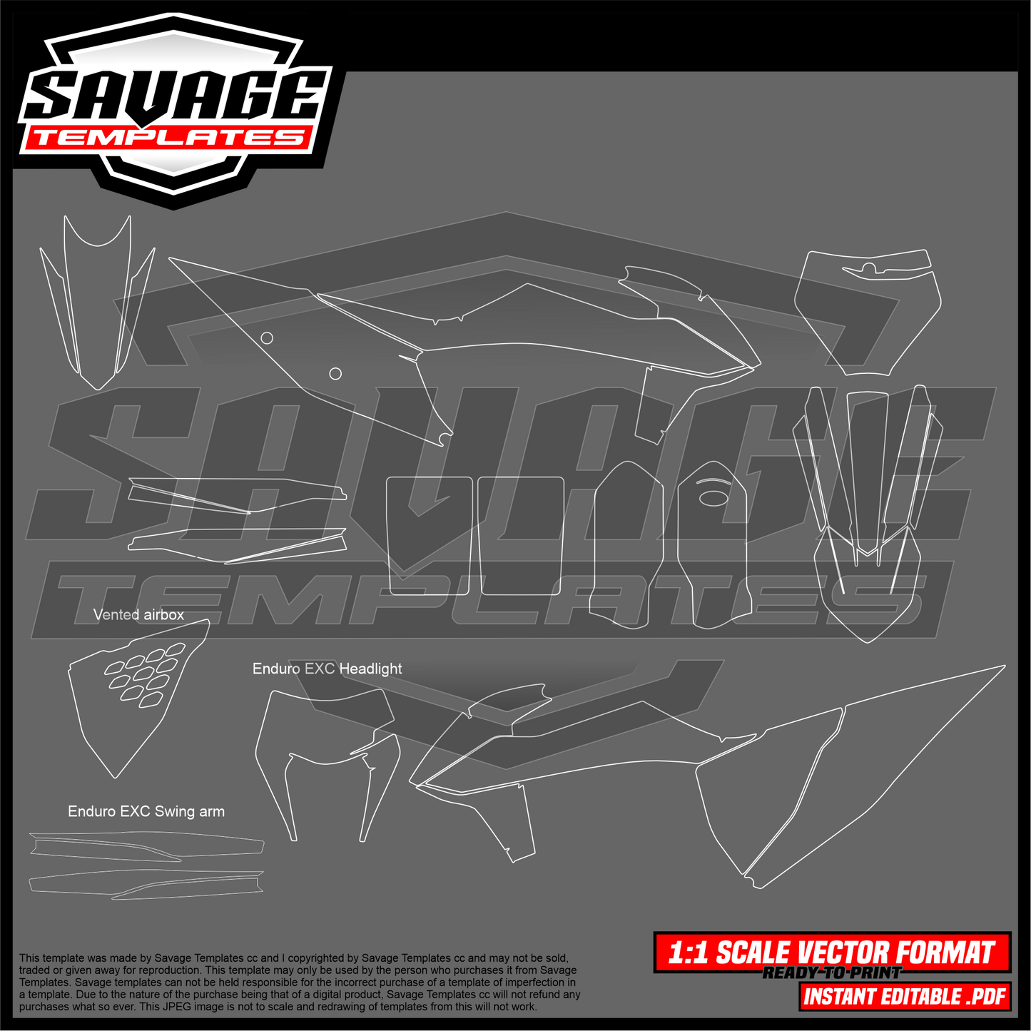 Graphics Template for KTM 2019-2022 SX and XC Models, 2021-2023 Exc Models Off Road Bike