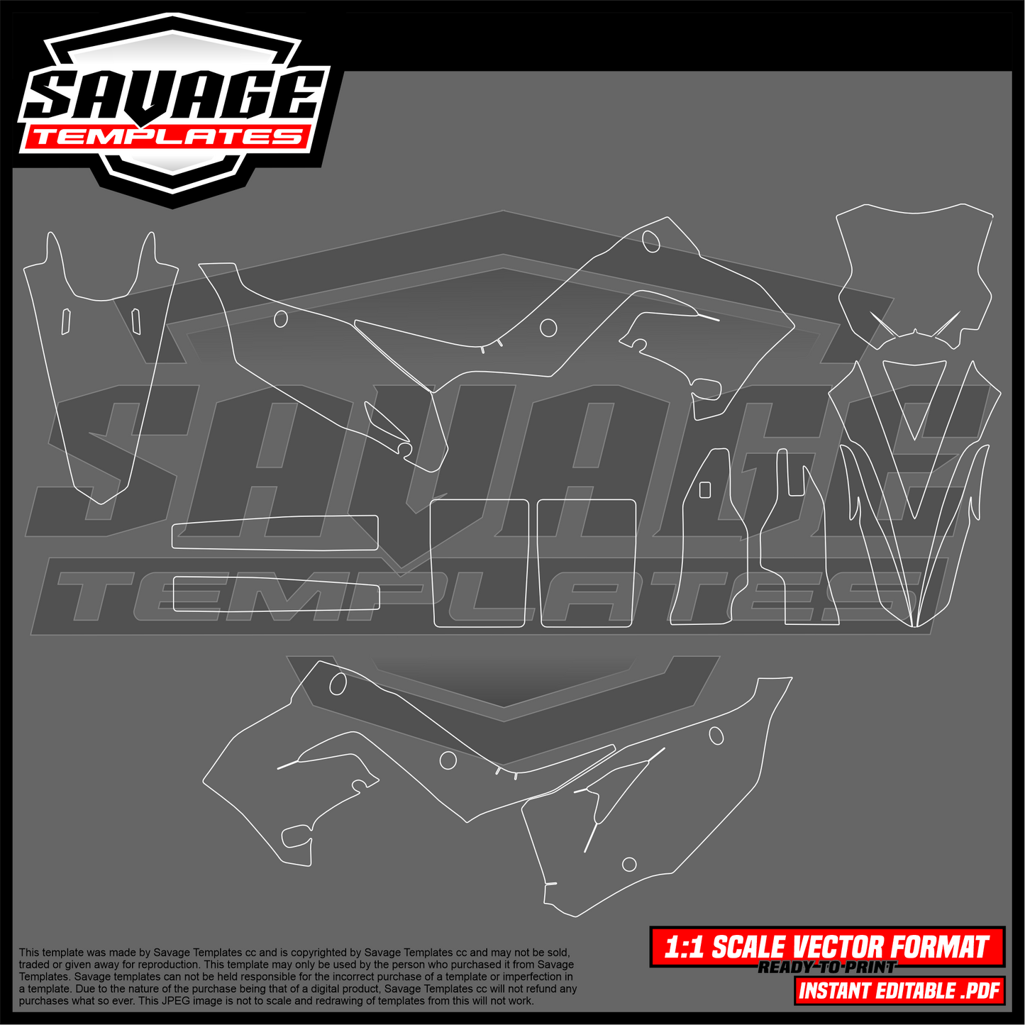 Graphics Template for Kawasaki kx125, kx250 Polisport restyle plastics Off road Bike