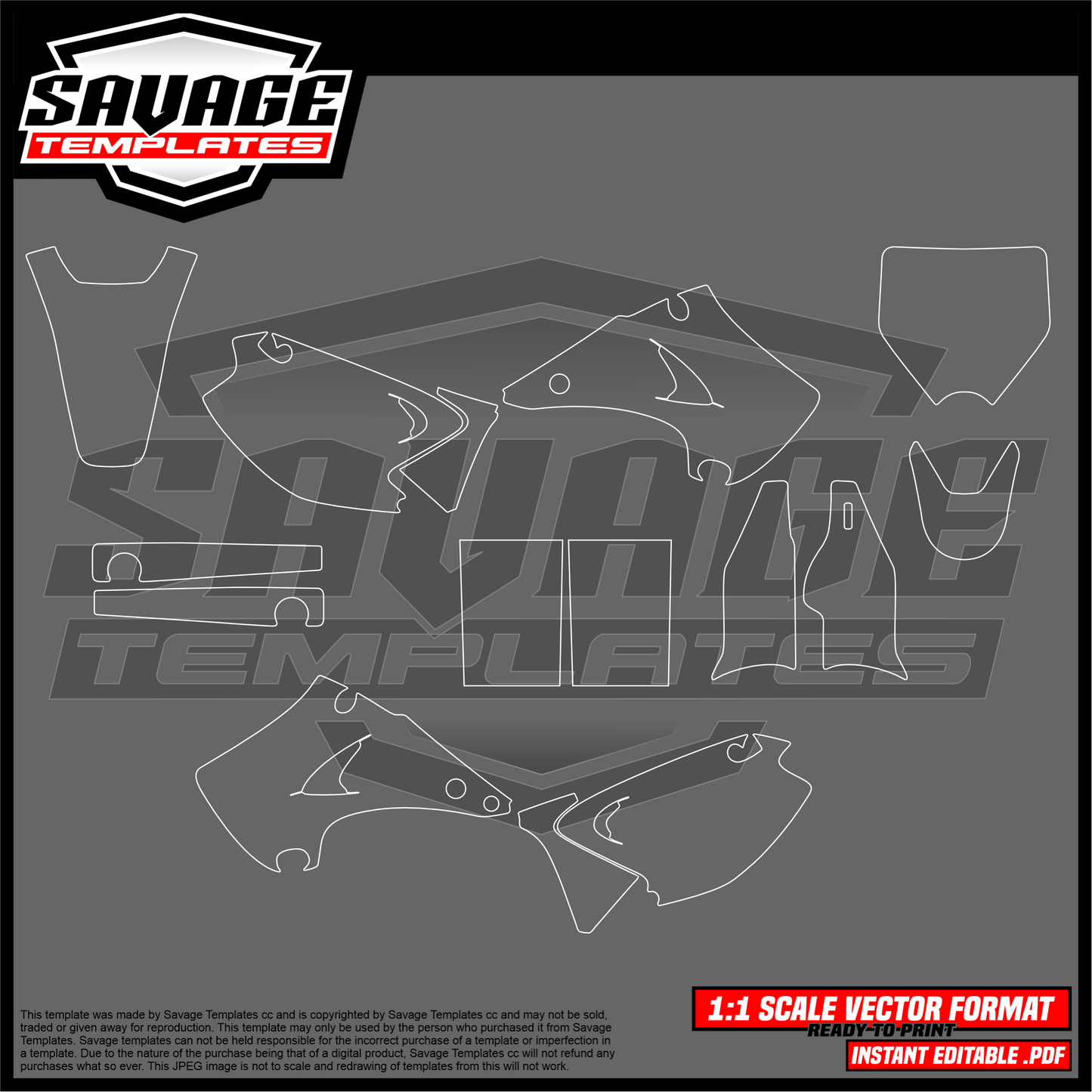 Graphics template for Kawasaki kx125 kx250 2003-2012