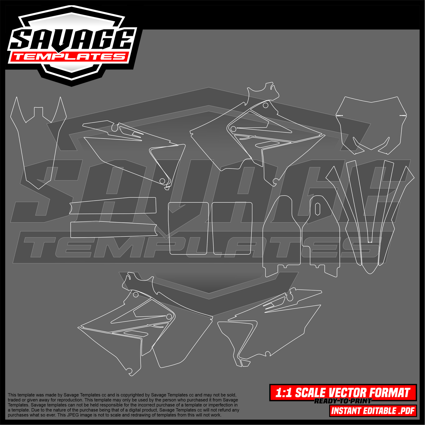 Graphics Template for Suzuki RM125, RM250 Polisport restyle Off Road Bikes