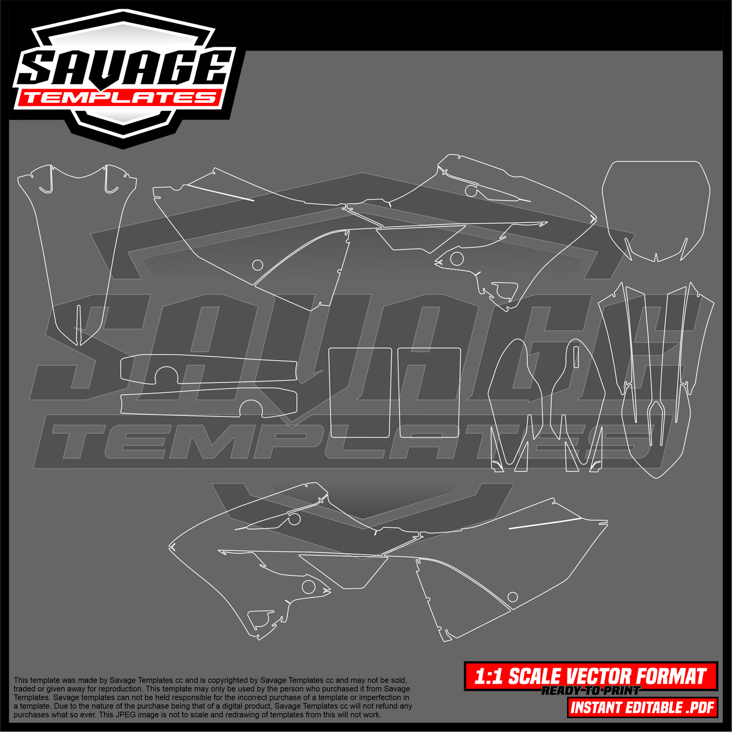 Graphics Template for Yamaha 2022-2025 yz125, yz250 Off Road Bikes