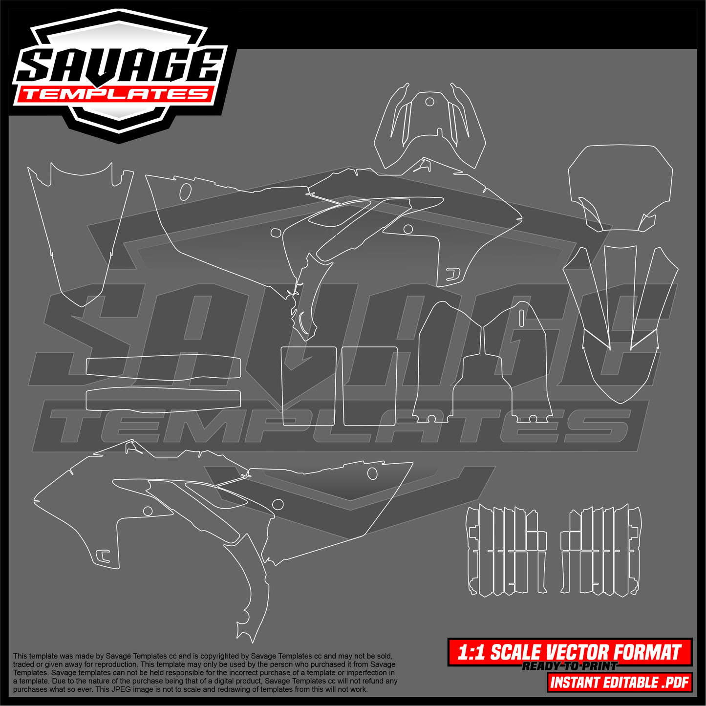 Graphics Template for Yamaha 2023-2025 YZ450F, 2024-2025 YZ250F Off Road Bikes