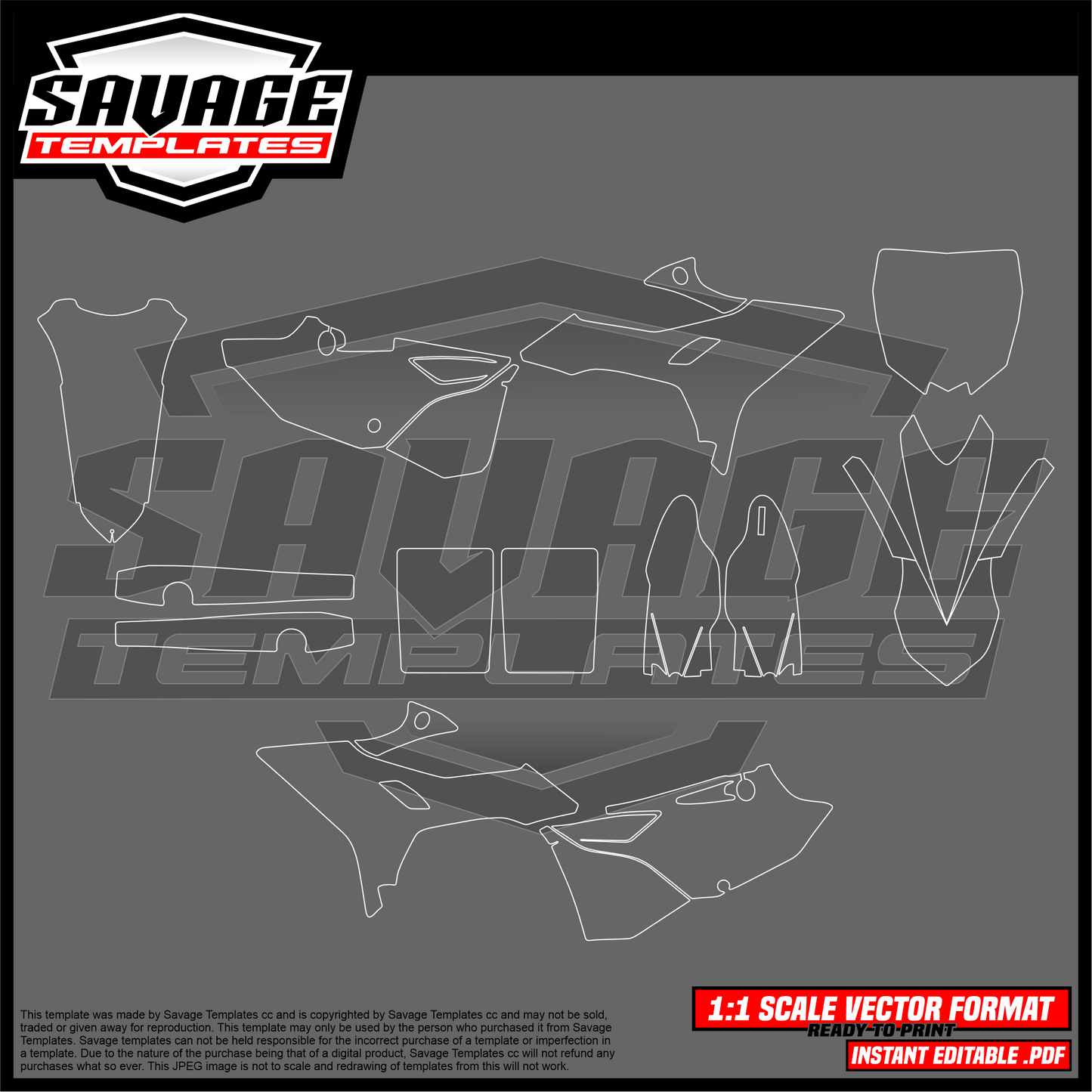 Graphics Template for Yamaha R-tech evolution 2 stroke plastics Off Road Bike