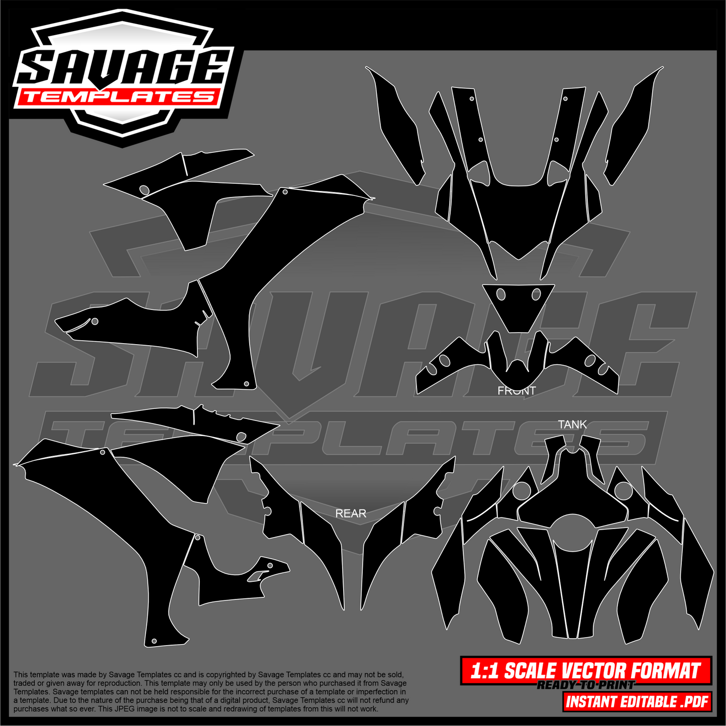 Graphics template for Yamaha R1 OEM Road fairings 2020 - current